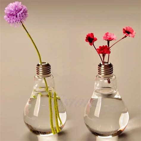 Modern Glass Bulb Lamp Shape Flower Water Plant Hanging Vase Hydroponic