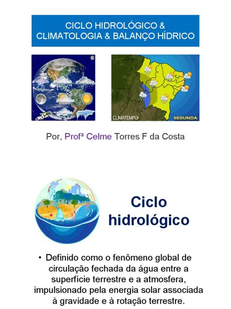 Aula 1 Ciclo Hidrológico Climatologia E Balanço Hídrico Pdf