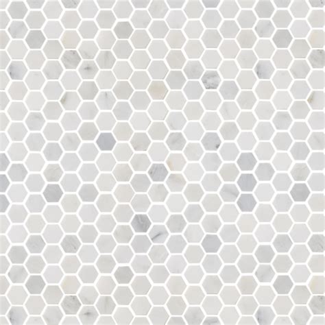 Hampton Carrara Marble Polished Hexagon Mosaic Tile