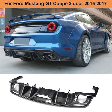 For Mustang Carbon Fiber Rear Bumper Diffuser Lip Spoiler For Ford
