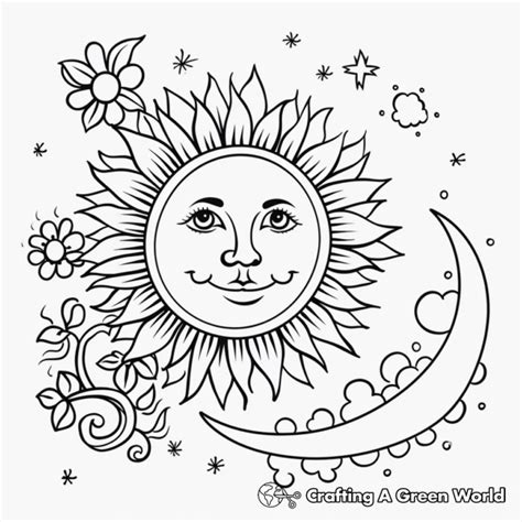 Sun And Moon Coloring Pages Free And Printable
