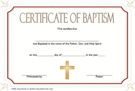 Certificate Of Baptism Free Printable
