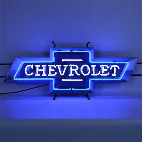 Neonetics Chevrolet Bowtie Blue And White Neon Sign With Backing 5chevb