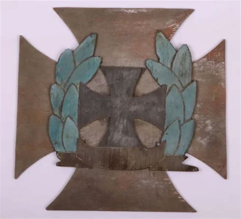 Ww2 German Shield Iron Cross Wwii Ww1 Wwi Germany Trench Art Leaves Wall Decor W 151 24 Picclick