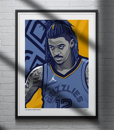 Ja Morant Poster Memphis Grizzlies Basketball Art Print Etsy