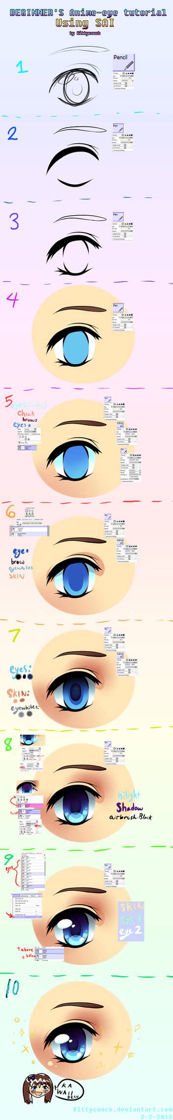 Beginners Anime Eye Tutorial Using Sai By Kittycouch On Deviantart