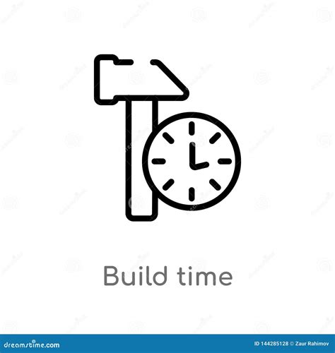 Outline Build Time Vector Icon Isolated Black Simple Line Element