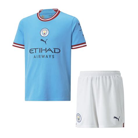 2022 2023 Manchester City Home Football Shirt Shirt Short Children