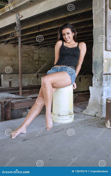 Beautiful Latina At An Abandoned Warehouse 13 Stock Photo Image Of