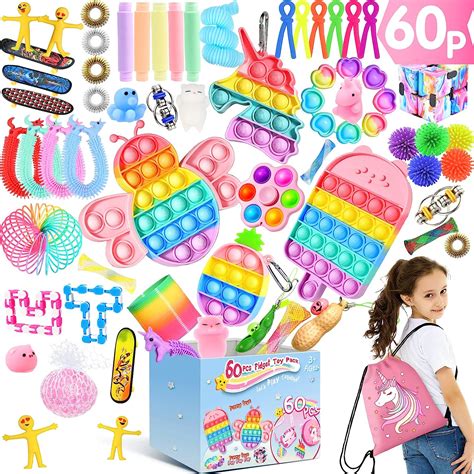 60 Pcs Fidget Toys Figetsss Pack Perfect For Girls Age 8