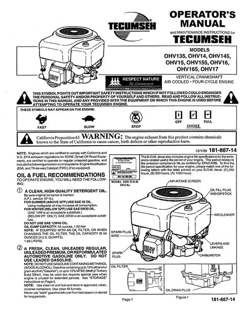 Tecumseh Ohv135 Operators Manual Pdf Download Manualslib
