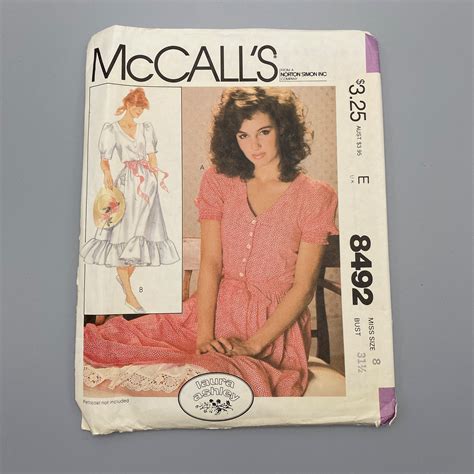 Mccalls 8492 Size 8 Bust 315 Laura Ashley Dress Sewing Pattern