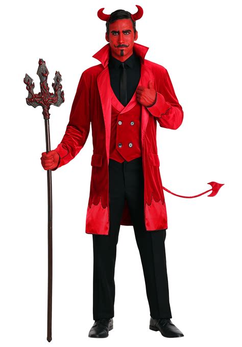 Mens Devil Costumes Halloween Hooded Evil Horror Demon Costume Fire