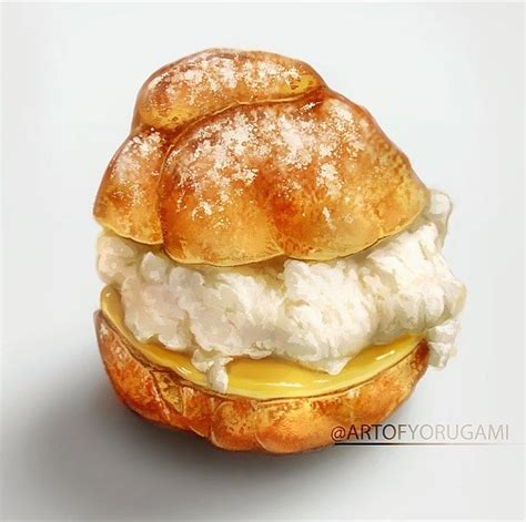 yorugami on instagram “food art series cream puff profiterole 🐮 a filled french choux pastry