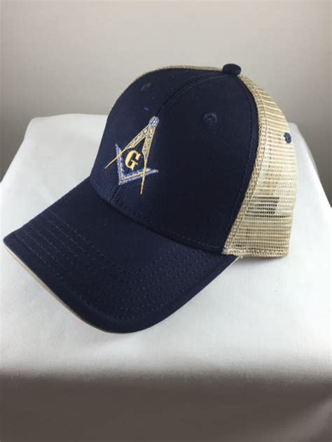 D9118 Hat Masonic Navy And Khaki With Embroidered Square And Compass Logo