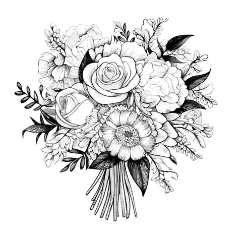 Premium Vector Vector Hand Drawn Wedding Bouquet Black And White Color