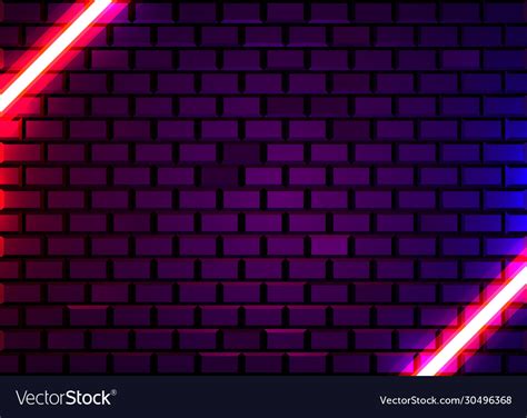 Neon Lamp Frame On Brick Wall Background Las Vector Image