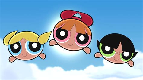 The Powerpuff Girls Blossom Bubbles And Buttercup Are Flying On Sky Hd