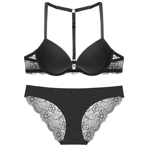 Front Closure Y Line Straps Sexy Lace Floral Bra And Panty Set Women Underwear Push Up Bra