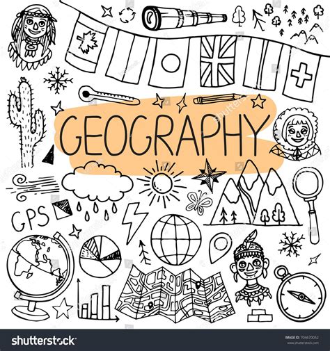 Hand Drawn Doodles For Geography Lessons Vector Back To School