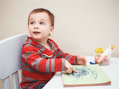 Mom Drawing On Paper Together With Baby Boy Toddler Child Drawing In