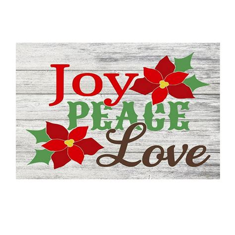 Joy Peace Love Christmas Decor Metal Sign 12 X 8