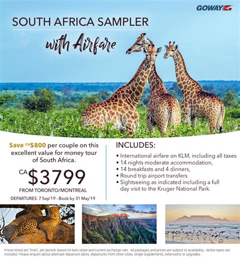 South Africa Sampler With Airfare 3cad Goway Agent