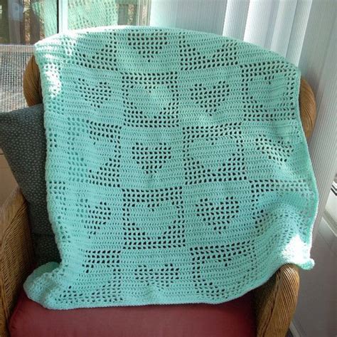 Free Filet Crochet Heart Blanket Filet Crochet Tender