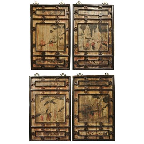Early 20th century asian wall panels set of 4 chairish. Set of Four Chinese Wall Panels at 1stdibs