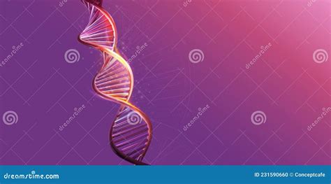 Dna Double Helix Model On A Purple Background Stock Vector