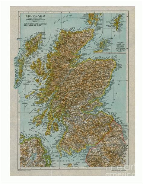 Map Of Scotland Drawing By Print Collector Pixels