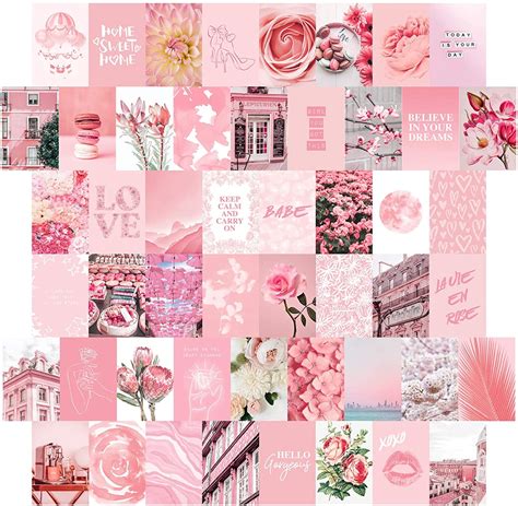 Pink Wall Collage Kit Aesthetic Pictures 50 Set 4x6