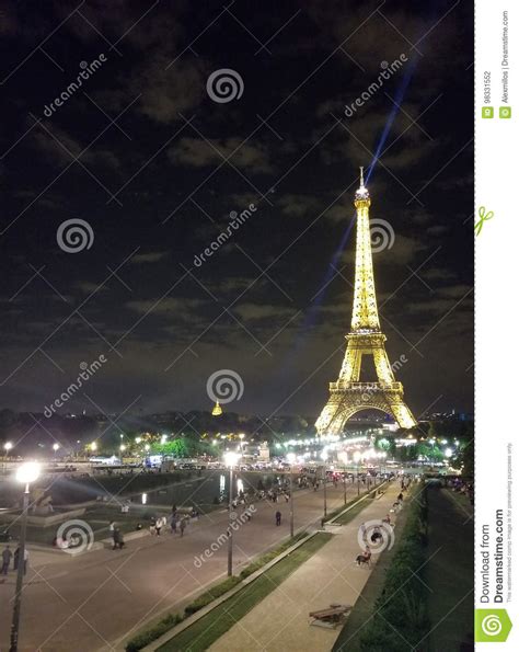 Paris July 2017 Eiffel Tower At Night Light Show Paris Editorial