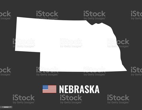 Vetores De Mapa De Nebraska Isolado Na Silhueta Preta Do Fundo Estado