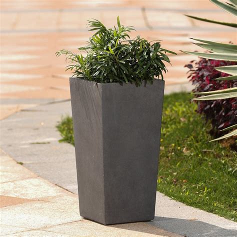 Shop Tapered Stone Finish Tall Planter Overstock 15004749