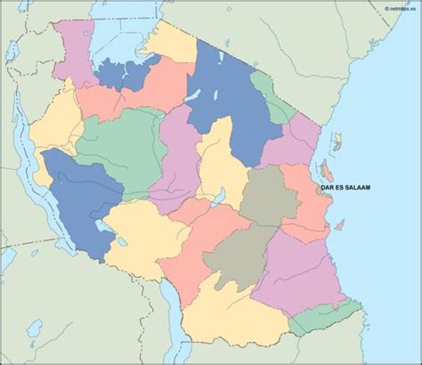 Tanzania Vector Map Digital Digital Maps ©netmaps Uk