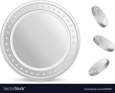 Realistic Silver Coins Set Blank Coin With Vector Image