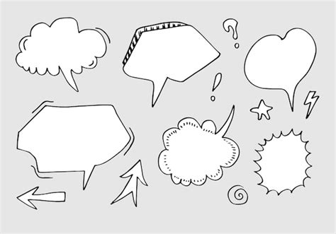 Premium Vector Vector Set Of Black Sketch Comics Speech Bubbles