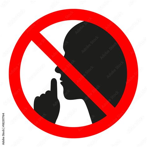 No Speaking No Talking Prohibition Sign With Man Speaking Symbol Vector Illustration Stock