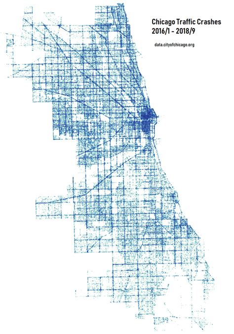 Map Of Chicago Created By Traffic Crashes Oc Chicago Traffic Map