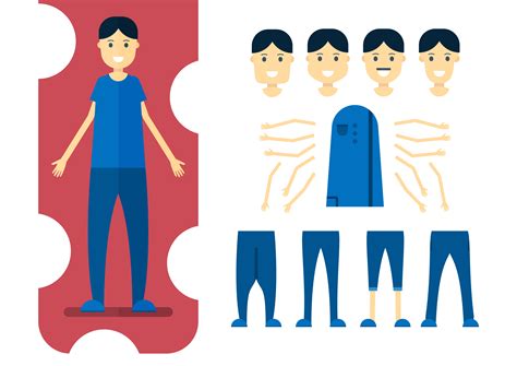 Character Design Element Of Man With Body Parts Vector Illustration In