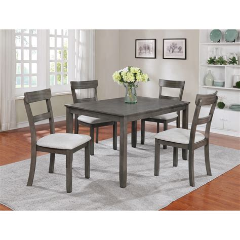 Crown Mark Henderson 2254set Gy 5 Piece Dining Table And Chair Set