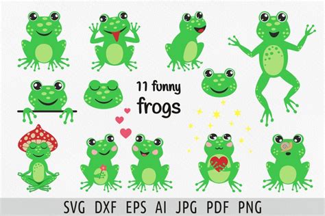 Frog Png  Eps Ai Frog Dxf Silhouette Cute Frog Clipart Frog Svg File