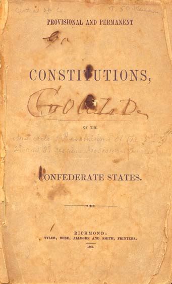 Confederate States Of America Provisional And Permanent Constitutions
