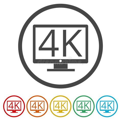 4k Tv Icon Ultra Hd 4k Icon 6 Colors Included Stock Vector