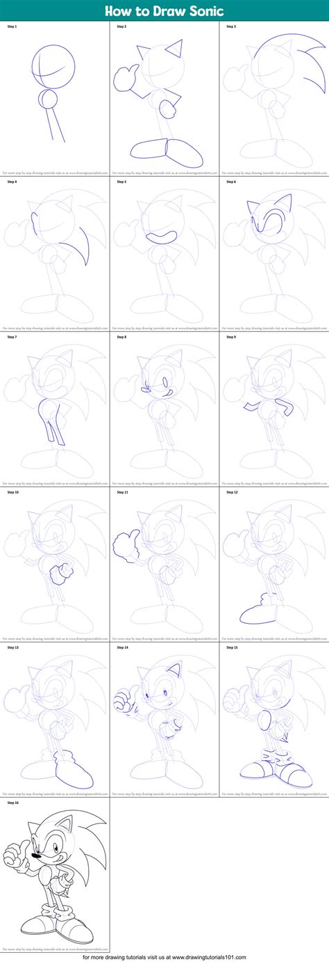 How To Draw Sonic Printable Step By Step Drawing Sheet