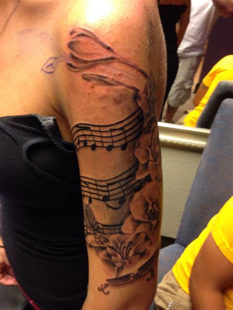 Female Half Sleeve Music Flower Tattoo Tattoos Music Flower Inspirational Tattoos