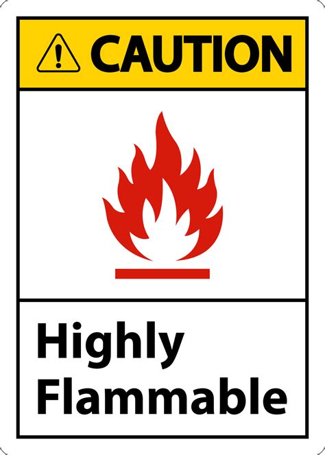 Caution Highly Flammable Sign On White Background 9882089 Vector Art At