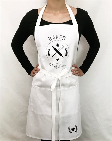 Gray Baked With Love Kitchen Apron Womens Apron T Etsy