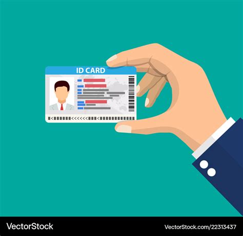 Hand Holding The Id Card Royalty Free Vector Image
